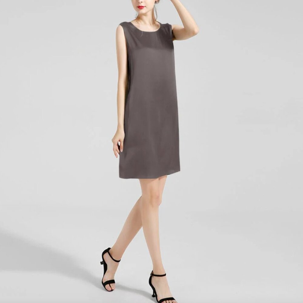 ASOS Sleeveless Shift Dress with Lace Hem Taupe Size 12 JUST IN!